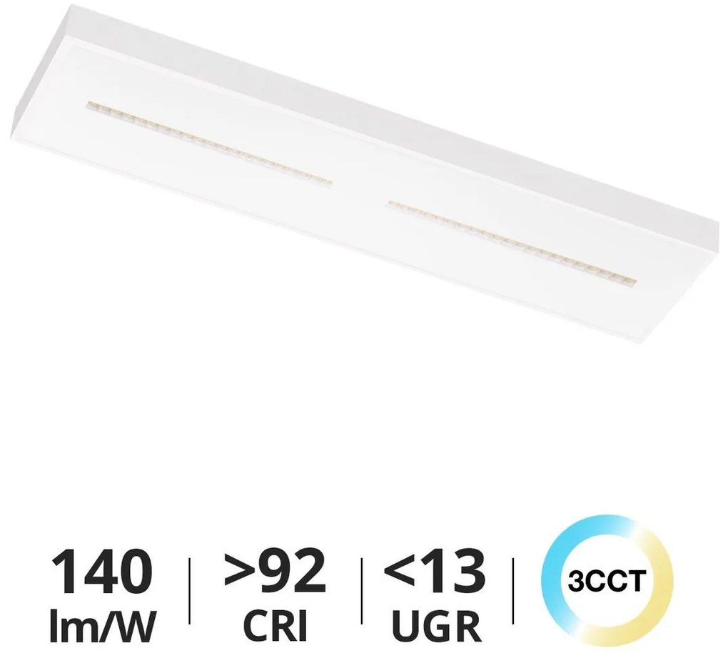 Plafoniera LED 120x30 28W 36W 42W CCT CRI92 con driver Philips Colore Bianco Variabile CCT