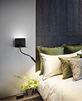 Applique in metallo verniciato nero level led 6w + 3w faretto spot ...