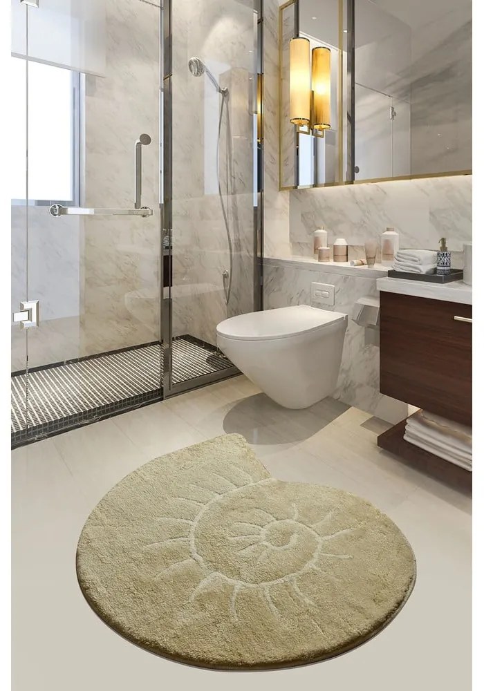 Tappeto da bagno beige 90x90 cm Helix - Foutastic