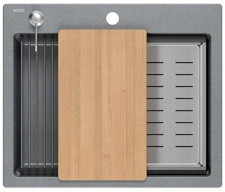 Lavello in granito KURT 110 WORKSTATION Grey Metallic