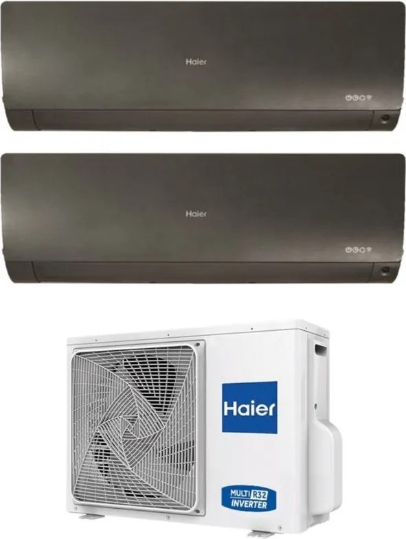 Climatizzatore Condizionatore Haier Dual Split Inverter serie flexis plus black 12+12 con 2U50S2SM1FA R-32 Wi-Fi Integrato Colore Nero 12000+12000