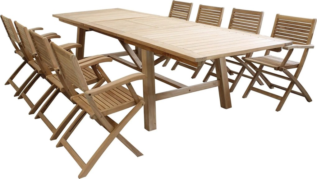 ORATOR - set tavolo in teak cm.220/300 x 100 x 77 h con 8 poltrone Orator