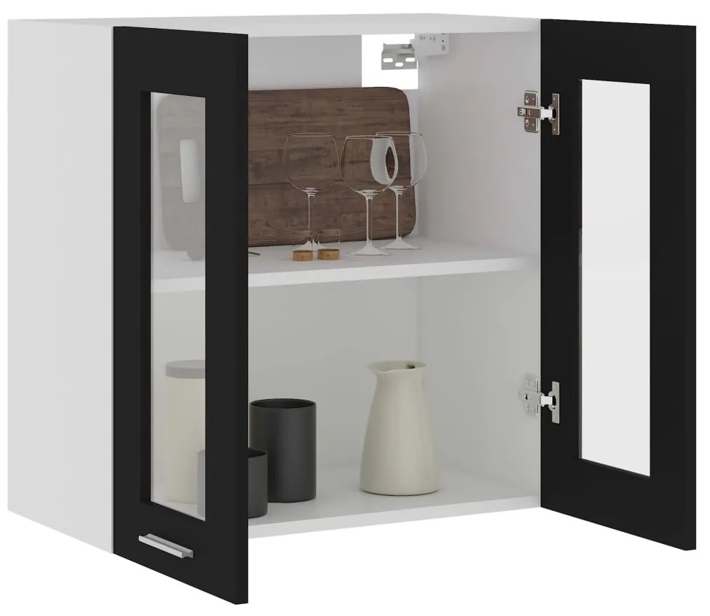 Armadio sospeso con vetro nero 60x31x60 cm in truciolato