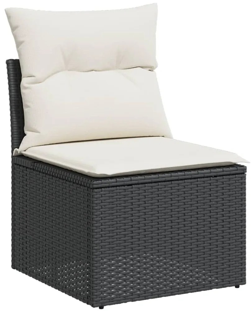 Set divani da giardino 14pz con cuscini in polyrattan nero