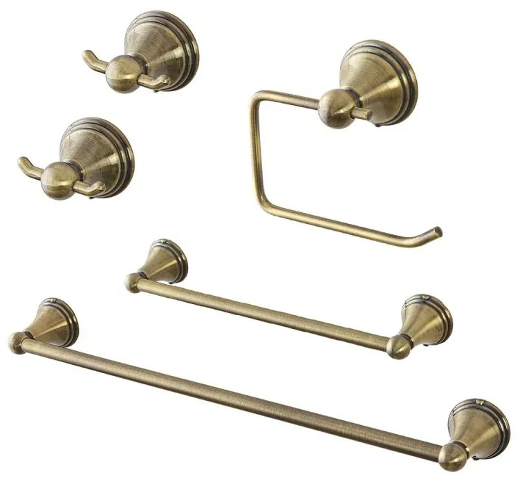 Set accessori a muro 5 pezzi in acciaio con finitura bronzo e viti incluse Iris