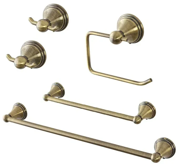Set accessori a muro 5 pezzi in acciaio con finitura bronzo e viti incluse  Iris