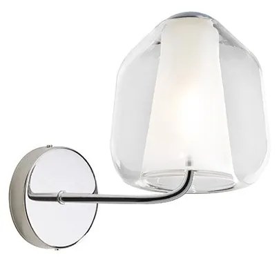 Applique Contemporanea Double Skin Beta Metallo Cromo Vetro Trasp. 1 Luce E27