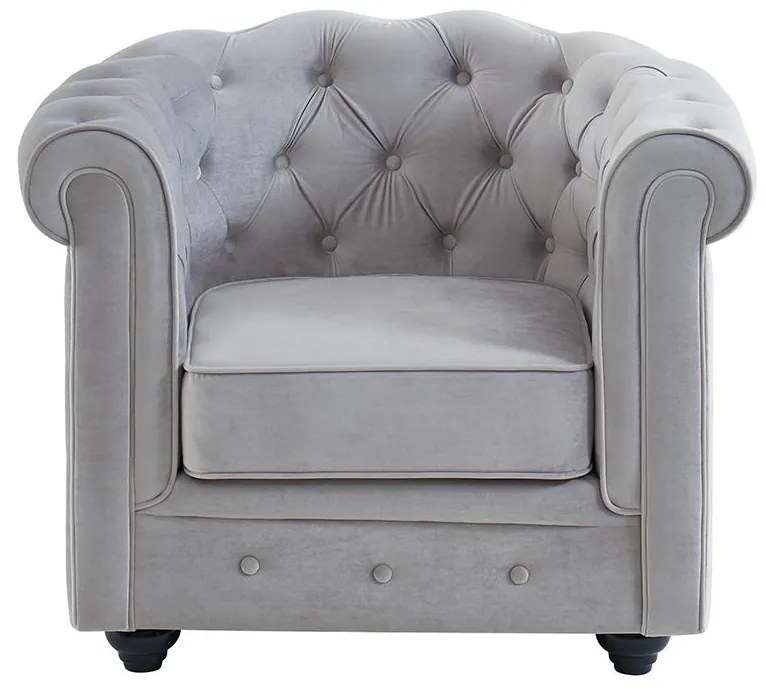 Poltrona CHESTERFIELD in velluto Grigio