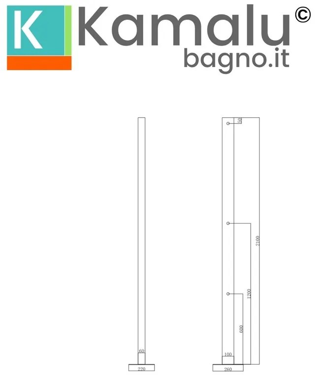 Kamalu - colonna doccia da esterno con solo acqua fredda in acciaio inox | s-9000