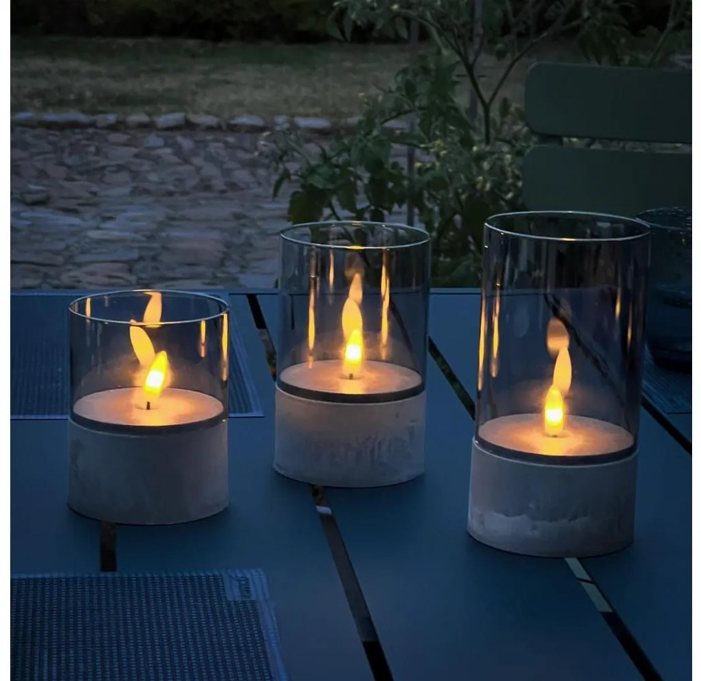 Brilliant - SET di 3 candele LED BOUGIE LED/2xAA IP44 grigio/fumo