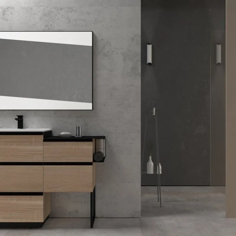 Mobile sottolavabo e lavabo Moon rovere bruge L 105 cm