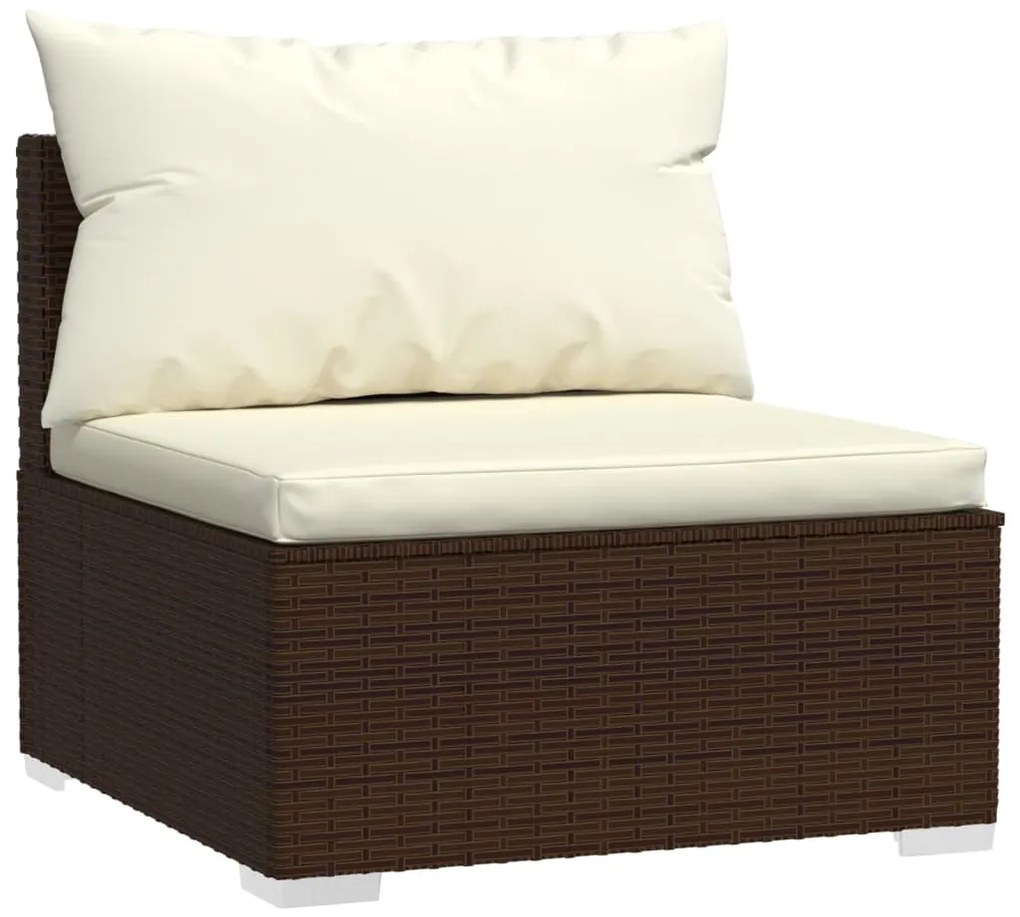 Set divani da giardino 11 pz con cuscini in polyrattan marrone