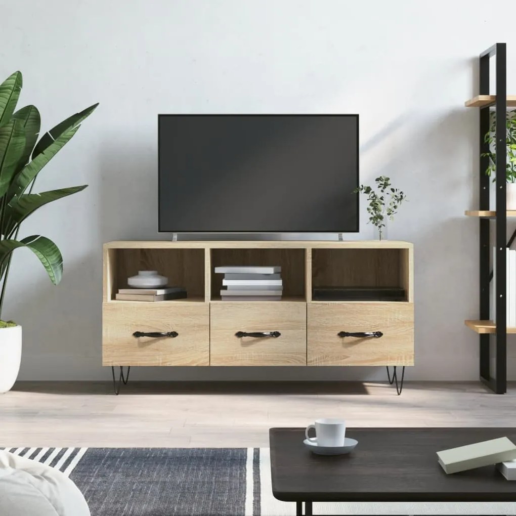 Mobile Porta Tv Rovere Sonoma 102x36x50 Cm İn Legno Multistrato /