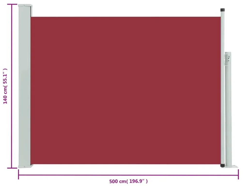 Tenda Laterale Retrattile per Patio 140x500 cm Rossa