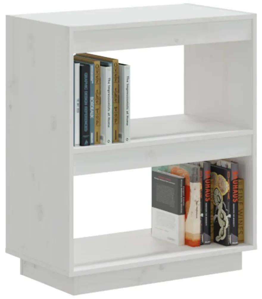 Libreria bianca 60x35x71 cm in legno massello di pino
