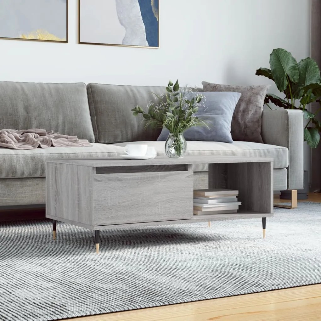 Tavolino Salotto Grigio Sonoma 90x50x36,5 Cm Legno Multistrato /