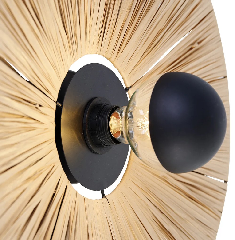 Applique da parete rustica nera con corda 45 cm - Leia