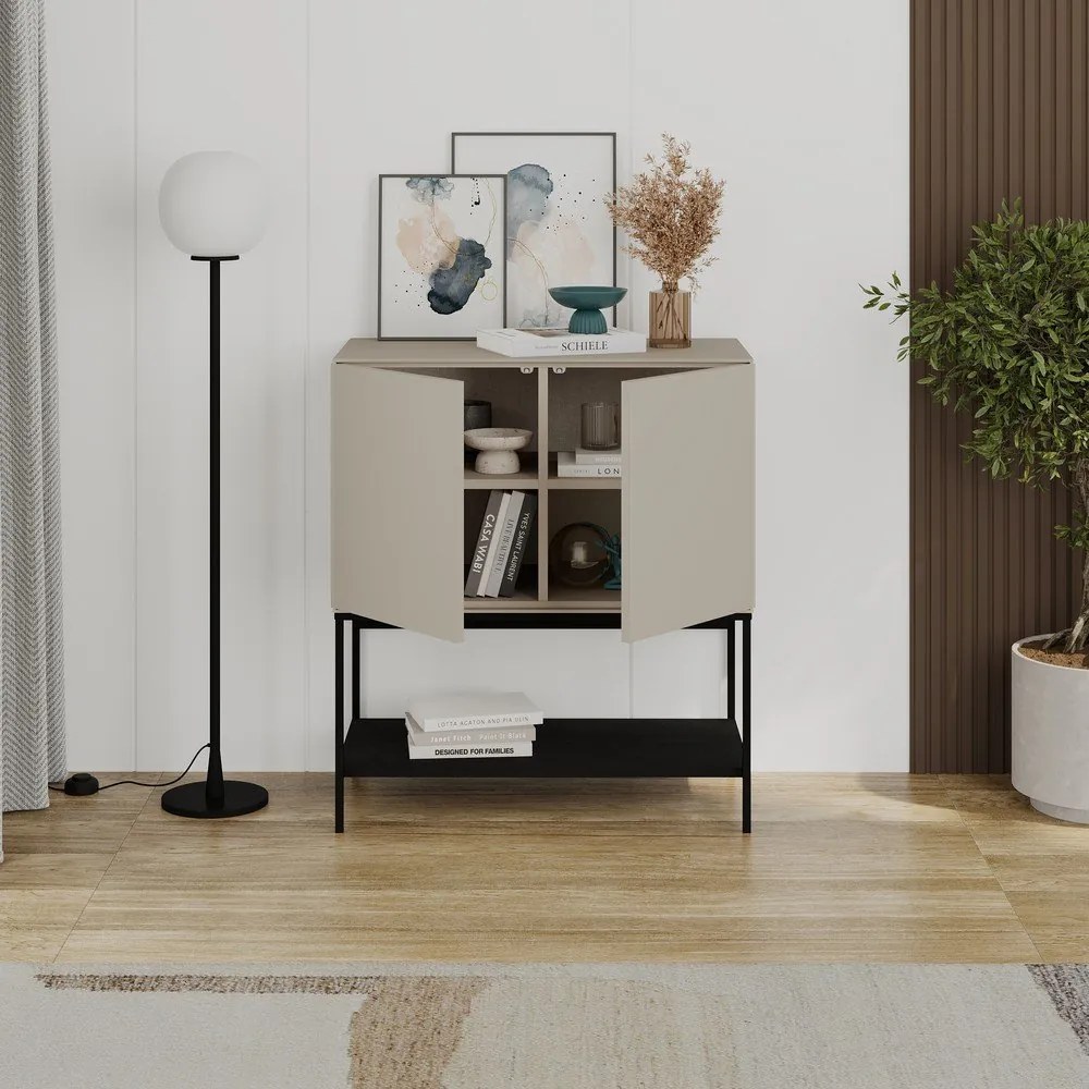 Mobile nero e crema 80x90x40 cm Amira - Marckeric