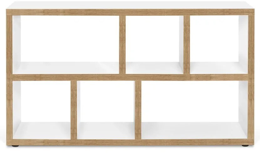 Libreria bianca con bordo in legno 150x83 cm Berlin - TemaHome