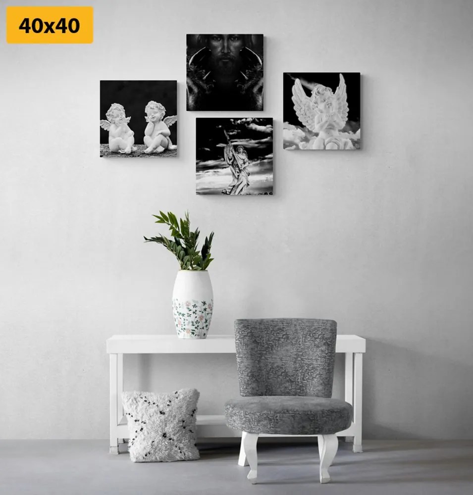 Set di quadri – Gioia celeste in bianco e nero