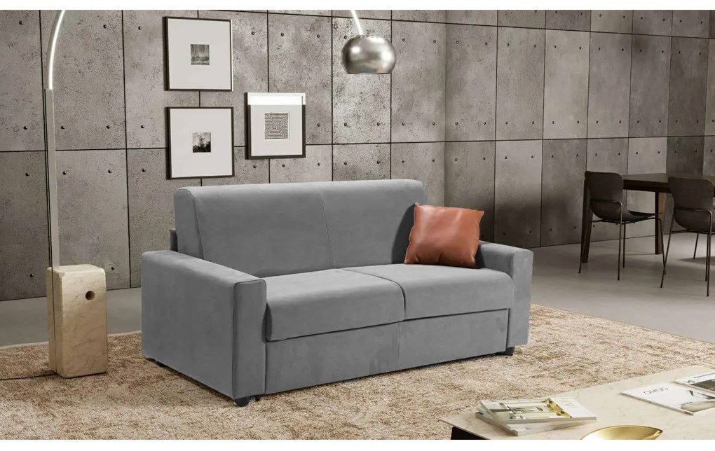Divano letto ribaltone 200 x 94 x 87 con materasso in finitura Bronx Light Grey - Zenith
