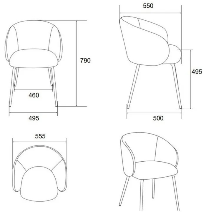 Set di sedie da pranzo color crema in imbottito 2 pz Eleanor – Actona