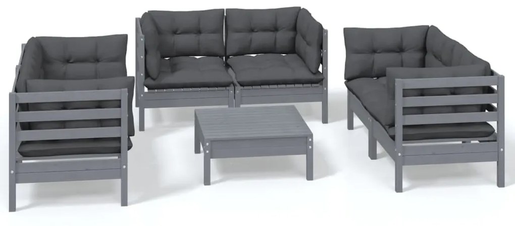 Set divani da giardino 7 pz con cuscini legno di pino