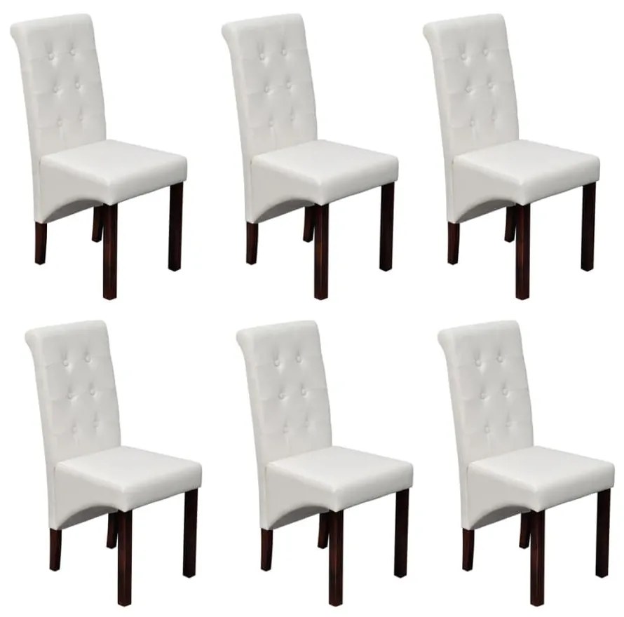 Sedie Da Pranzo 6 Pz Bianche İn Similpelle /