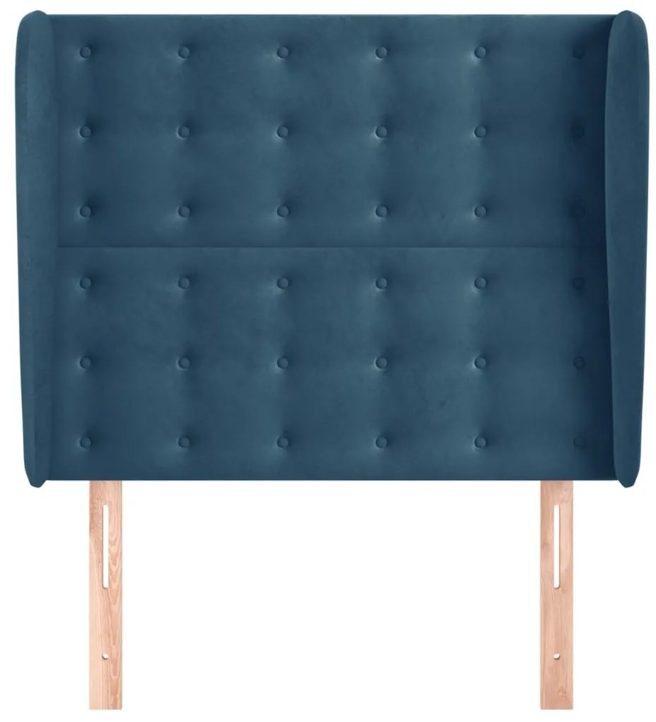 Testiera ad orecchio blu scuro 103x23x118/128 cm in velluto