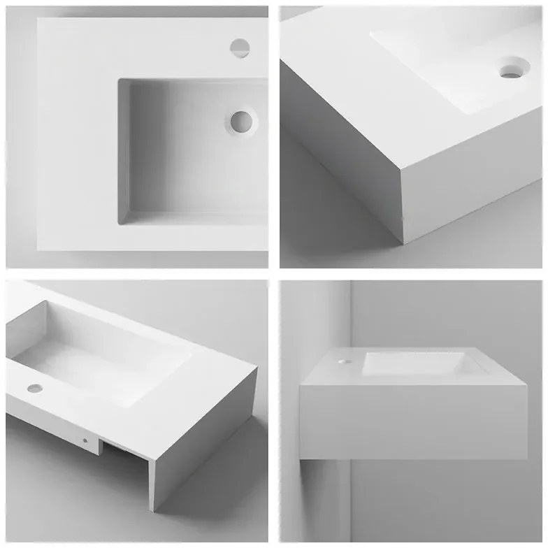 Lavabo sospeso 90 cm in resina bianco lucido Lodi