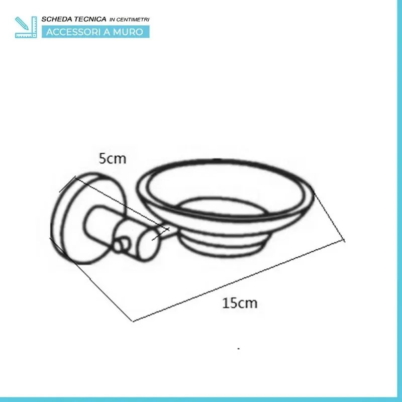 Set accessori a muro 6 pezzi in metallo cromato e ABS viti incluse Sprint