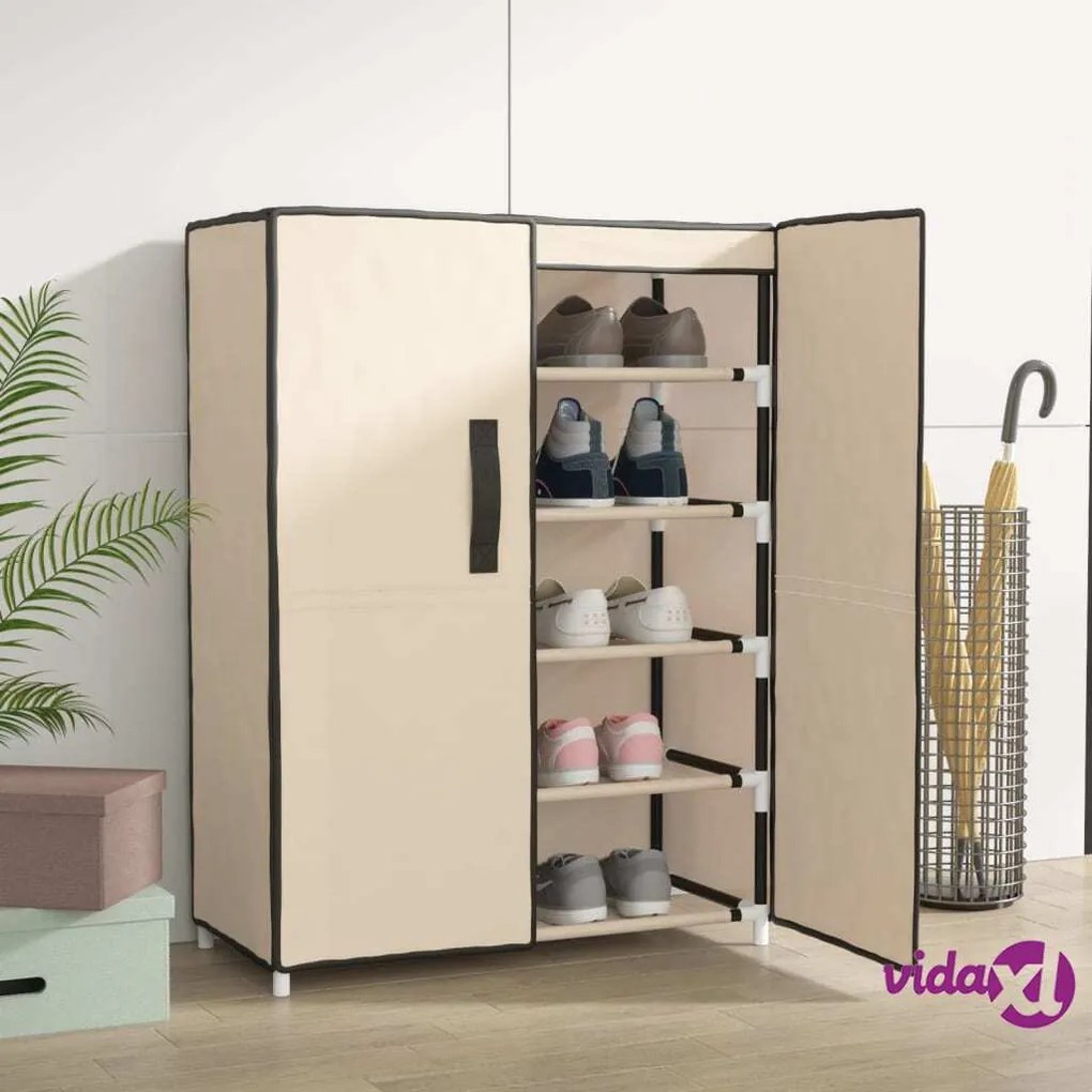 vidaXL Scarpiera Crema 60x28x90 cm Tessuto