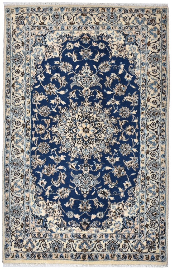 Nain Tappeto persiano 120x200 Blu (Iran) Annodato A Mano