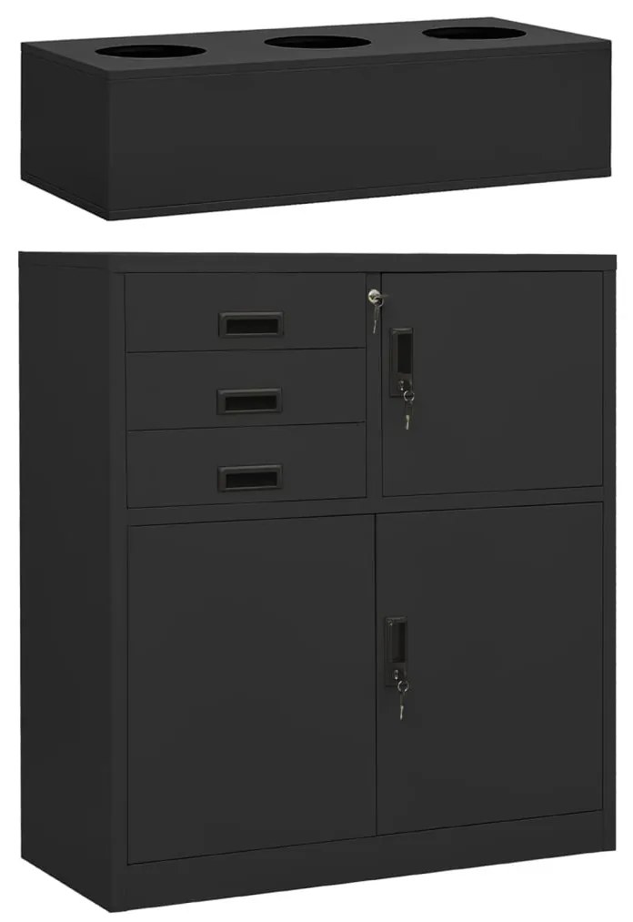 Armadio Ufficio Con Fioriera Antracite 90x40x125 Cm İn Acciaio /