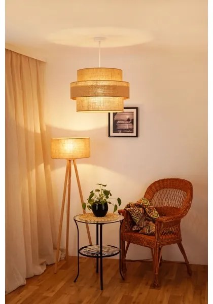 Brilagi - Lampadario a sospensione con filo SPACE YUTE 1xE27/15W/230V diametro 50 cm beige/bianco