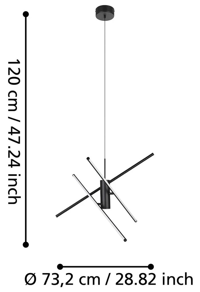 Lampadario A Sospensione Moderno Salitre Alluminio Nero 1 Luce Led 29W 4000Lm