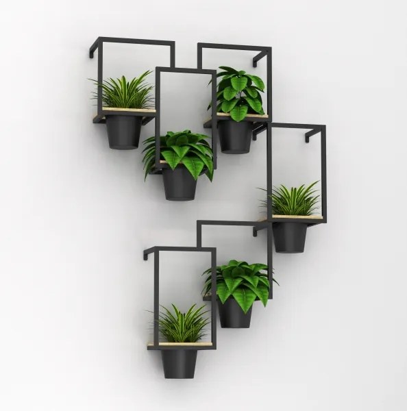 Vaso da fiori da parete 38x18 cm nero