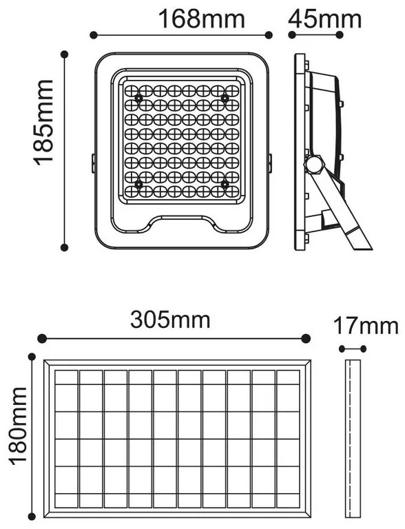 Faro LED Solare 50W IP66 Telecomando Incluso 1.000 lumen - SERIE PRO Colore Bianco Naturale 4.000K