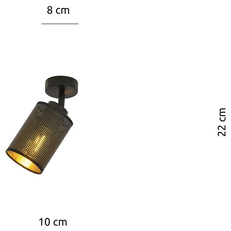 Plafoniera Spot 1 Luce Varuna In Acciaio Nero E Oro Paralumi Regolabile