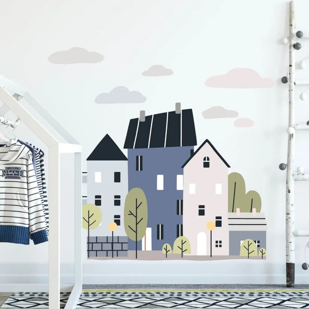 Adesivi murali per ragazzi - Blue Town | Inspio