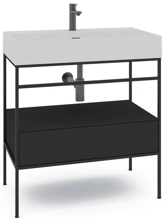 Mobile bagno con lavabo L 60 x H 89 x P 45.5 cm nero per vasca centrale Outline