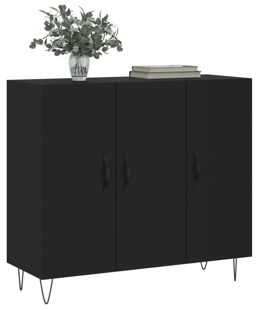 Credenza nera 90x34x80 cm in legno multistrato