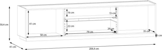 Mobile TV Da Terra 200 Cm 2 Ante 2 Cassetti Rovere Valencia E Secret Grey Lewis