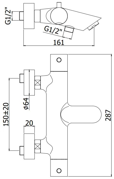 Paffoni Light Liq022no Miscelatore vasca Termostatico In Metallo Nero Opaco