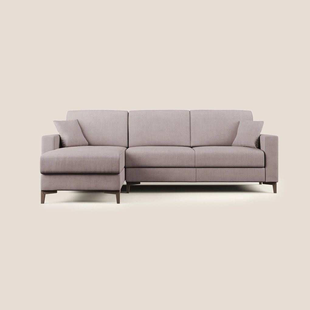 Kafka divano letto angolare in morbido tessuto impermeabile T02 rosa