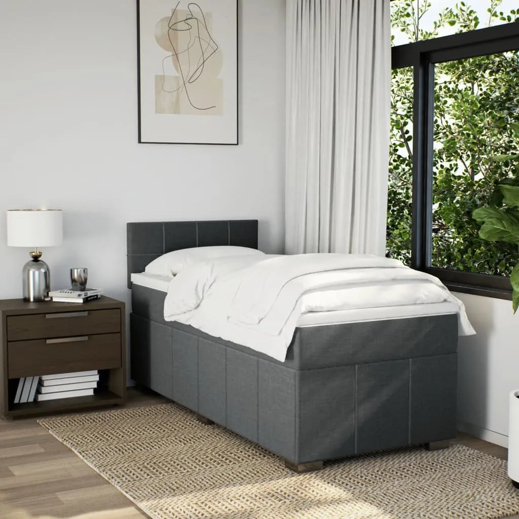 Giroletto a molle con materasso grigio scuro 80x200 cm tessuto