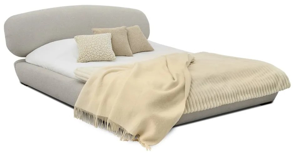 Letto matrimoniale imbottito grigio chiaro con doghe in legno 140x200 cm Odette - Scandic