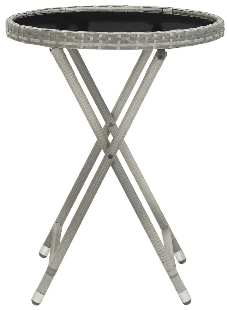 Set Bistrot da Giardino 5pz Polyrattan e Vetro Temperato Grigio