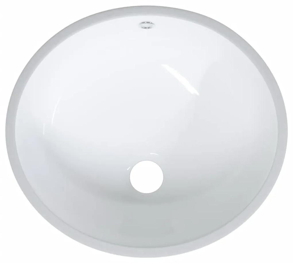 Lavandino da Bagno Bianco 37x31x17,5 cm Ovale in Ceramica