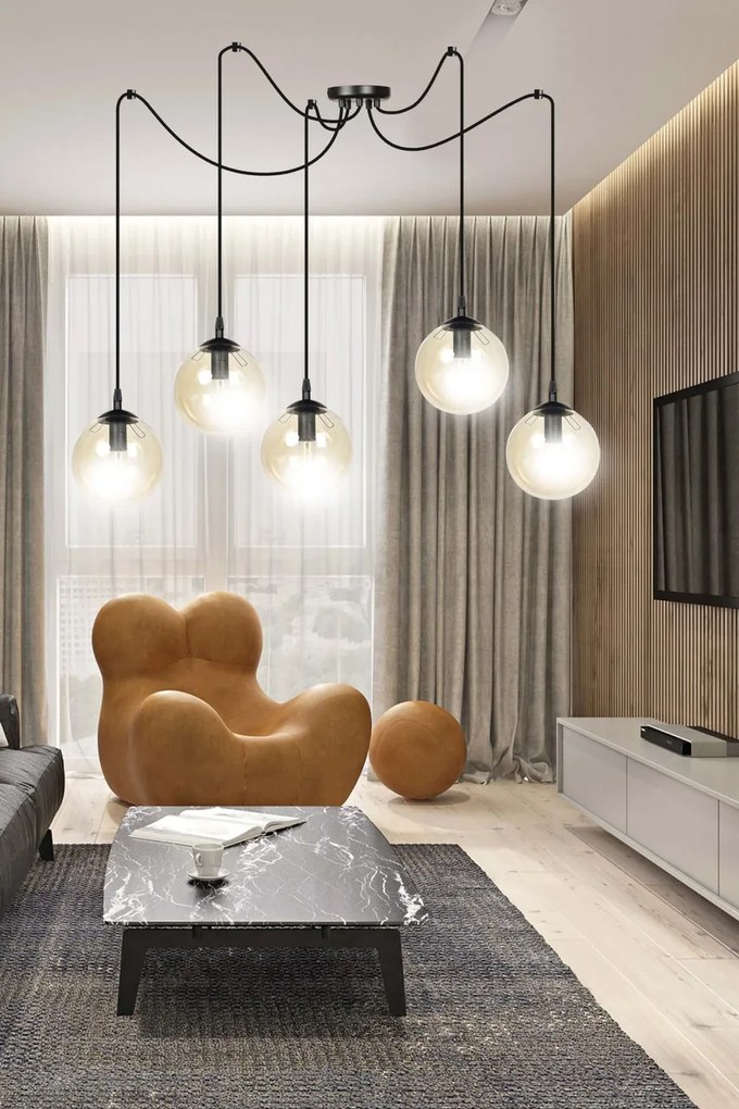 Lampadario a sospensione GIGI 5 BLACK MIODOWY